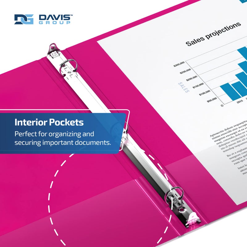 Davis Group مجلدات اقتصادية ممتازة مكونة من 6 حلقات مكونة من 3 حلقات للمدرسة أو المكتب، مجلدات دائرية الشكل، مقاس 2.54 سم، وردي - Image 5